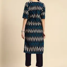 SZN Women Printed Regular Kurta with Trousers image 3
