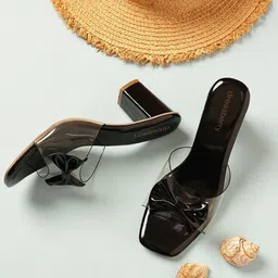 DressBerry Open-Toe Bow Applique Detail Block Heels-picture-41