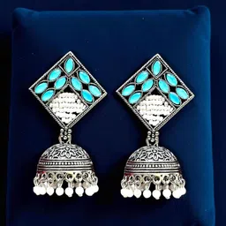 ANTICO Diamond Shaped Jhumkas Earrings-picture-33