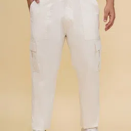 John Pride Men Plus Size Easy Wash Regular Fit Mid-Rise Cotton Cargo Trouser-image-85