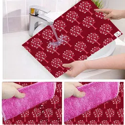 E-Retailer 5Pcs Maroon & White Printed Waterproof 3-Layered Refrigerator Covers image 2