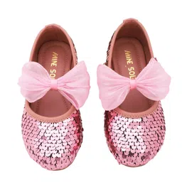 Mine Sole Sequence Big Bow On Strip Ballerinas - Dark Pink image 4