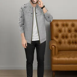 TRIPR Men Stand Collar Abstract Printed Bomber Jacket image 4