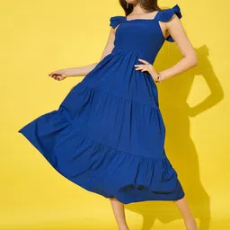 DIMPY GARMENTS Women Crepe A-LineSmocked Maxi Dress-image-85