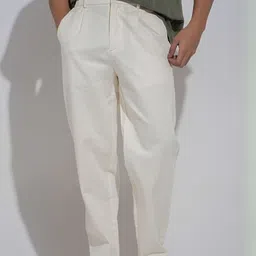 SHOWOFF Men Cream Straight Fit Cotton Regular Trousers-picture-10