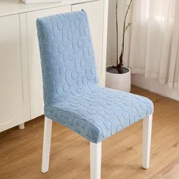 HOMETHREADS Blue 2 Pieces Self Designed Jacquard Stretchable Chair Covers image 3