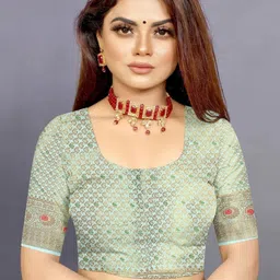 VS MALL Floral Zari Pure Cotton Banarasi Saree image 3