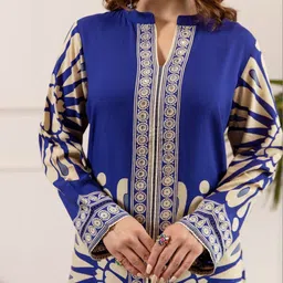 HERE&NOW Ethnic Motifs Printed Regular Mirror Work Kurta With Palazzos image 3