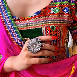 I Jewels Silver-Plated Kundan-Studded Oxidised Finger Ring-image-74