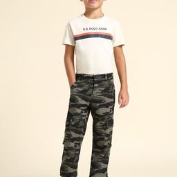 U.S. Polo Assn. Kids Boys Camouflage Printed Regular Fit Cargos Trousers-picture-56