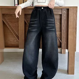 LULU & SKY Girls Wide Leg High-Rise Washed-effect Jeans image 1