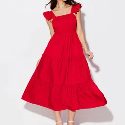 DIMPY GARMENTS Women Square Neck Crepe Fit and Flare Maxi Dress-picture-16
