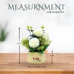 Myntra Elegant Homes White And Yellow Artificial Flower With Pot image 3