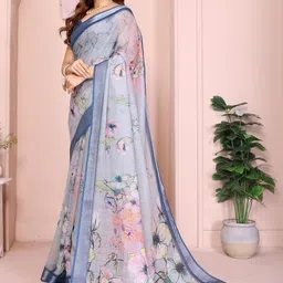 AG TEXTILE Floral Art Silk Saree image 4