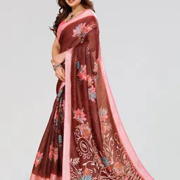 Moda Rapido Floral Printed Zari Saree image 2