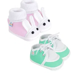 NESKA MODA Kids-Unisex Pink Cotton Booties-image-81