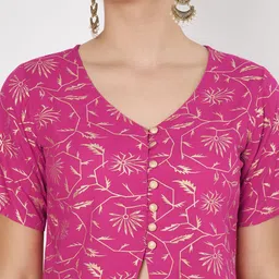 studio rasa Women Floral Printed Button Down Saree Blouse image 4