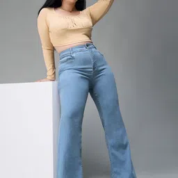 Miss Chase A+ Women Bootcut High-Rise Heavy Fade Stretchable Jeans image 2