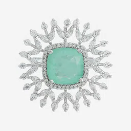 Kushal's Fashion Jewellery Rhodium-Plated Cubic Zirconia Studded Adjustable Finger Ring image 4