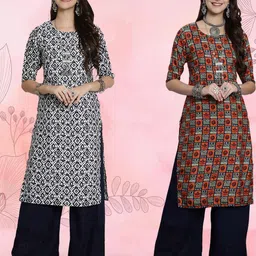 Ethnic basket Women Pack Of 2 Multicoloured Crepe Kurtas-picture-55