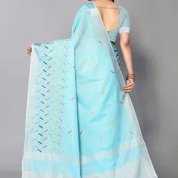 NEGRONI Embroidered Zari Pure Cotton Saree image 3