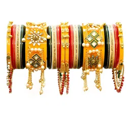 Zindura Set Of 2 Rose Gold-Plated Stone-Studded Bangles-picture-54