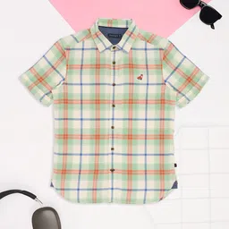 Pantaloons Junior Boys Tartan Checks Opaque Casual Shirt-image-77