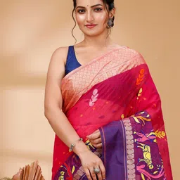 DipDiya Ethnic Motifs Embroidered Pure Cotton Taant Saree image 5