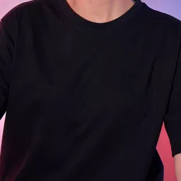 QIOA Pack Of 2 Round Neck Cotton Oversized Fit T-shirt image 2