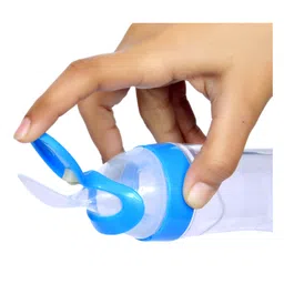 Tiny Tycoonz Silicone Squeezy Food Feeder Bottle With Spoon Blue - 90 ml image 5