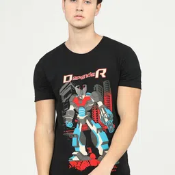 LOCOMOTIVE Men Graphic Printed Round Neck Cotton Slim Fit T-shirt-image-3