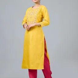 Rootover 30 Embroidered Round Neck Straight Kurta image 3