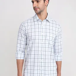ColorPlus Men Comfort Fit Checked Spread Collar Cotton Casual Shirt-image-7