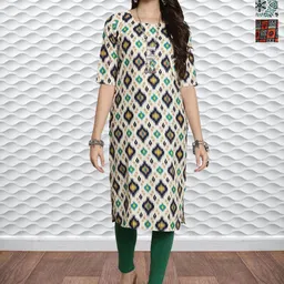 HERE&NOW Selection Of 2 Ethnic Motifs Printed Round Neck Straight Kurtas-picture-36