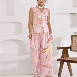 THE SAFFRON SAGA Printed Shirt & Palazzos Co-Ord Set-picture-33