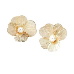 Celestique Pearls Studded Floral Shaped Studs image 2