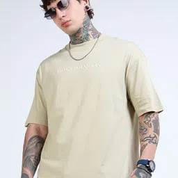 glitchez Men Floral Printed Round Neck Pure Cotton Oversized T-shirt-image-13