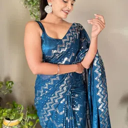 FashionsEye Geometric Embellished Sequinned Pure Georgette Saree-picture-10