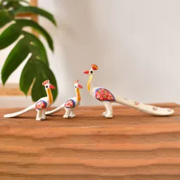fashion bizz (Pack of 3) Handpainted Peacock Paper Mache Bird Figurines-picture-13