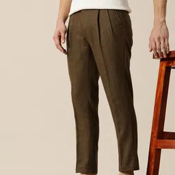 Mr Bowerbird Men Solid Tailored Pleated Trousers image 2