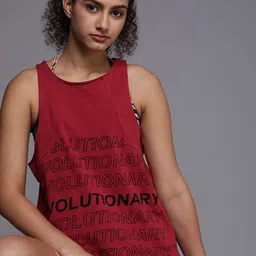 Allen Solly Woman Rust Red Tribe Printed Raw Edge Hem Tank Top-image-72