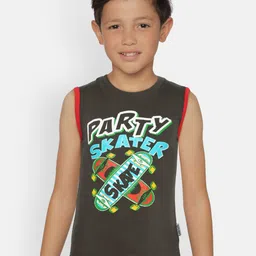 dongli Boys Grey Printed Round Neck Sleeveless T-shirt-picture-19