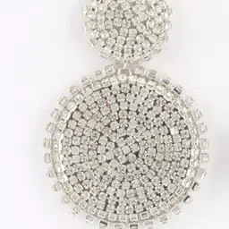 StyleCast Silver-Plated Rhinestone Studded Circular Shaped Drop Earrings image 2