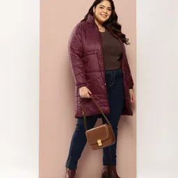 Sztori Plus Size Mock Collar Puffer Longline Jacket image 4