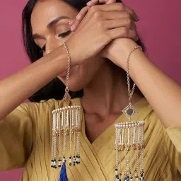 BeAbhika Blue Beads Ghunghroo and Tassel Mini Kaleeras-picture-15