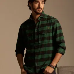 ANDAMEN Green Regular Fit Check Overshirt-image-91