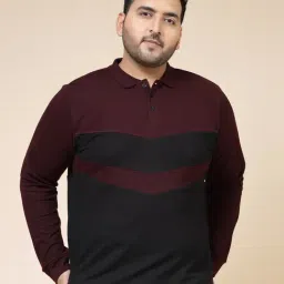 Rigo Men Wine & Black Colorblocked Polo T-shirt-picture-14