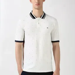 Peter England White Regular Fit Printed Polo T-Shirt-image-37