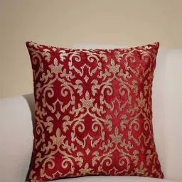 Pure Home and Living Red Cotton Embroidered Cushion Cover-picture-13