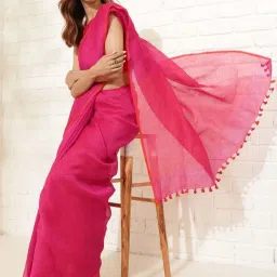 Fabindia Pink Woven Pattern Saree image 5